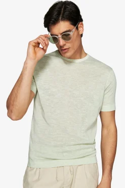 Sage linen blend crewneck knit