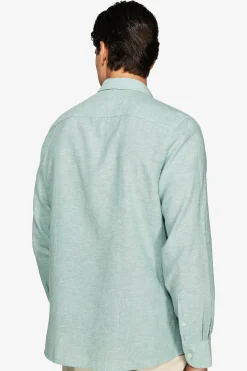 Sage linen blend relaxed shirt