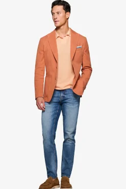 Salmon peak lapel textured blazer