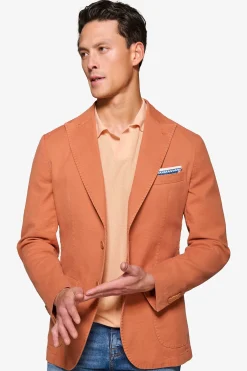 Salmon peak lapel textured blazer