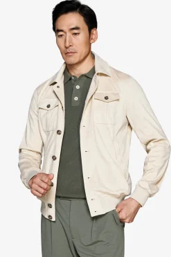 Sand ecosuede trucker jacket