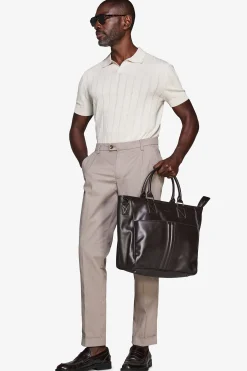 Sand flat rib knit polo shirt