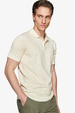 Sand floral print polo shirt