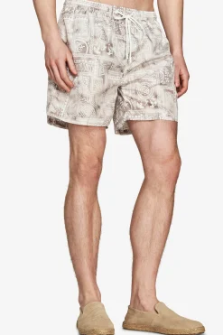 Sand geometric print swim trunks