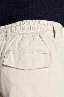 Sand linen blend Bermuda shorts