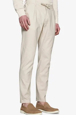 Sand linen blend drawstring pants