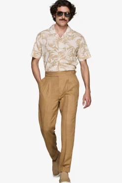 Sand linen blend Hawaiian shirt