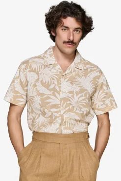 Sand linen blend Hawaiian shirt