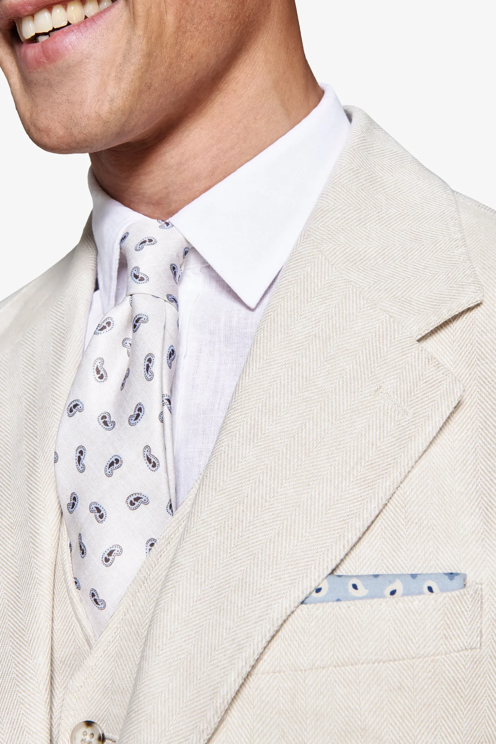 Sand linen blend Herringbone blazer