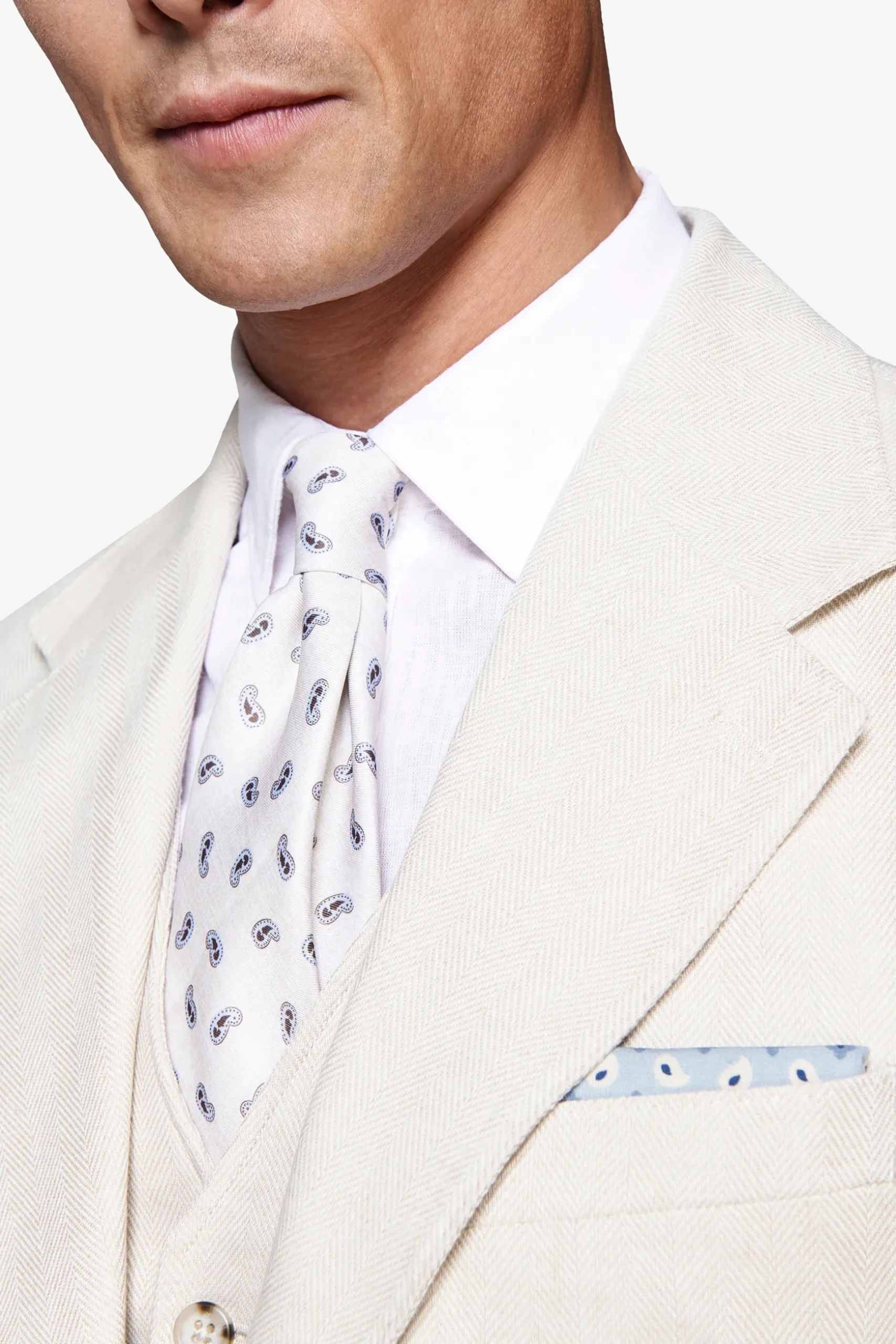 Sand linen blend Herringbone blazer