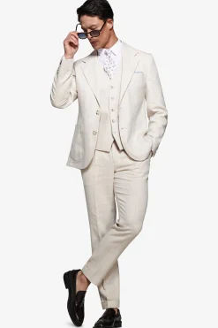 Sand linen blend Herringbone blazer