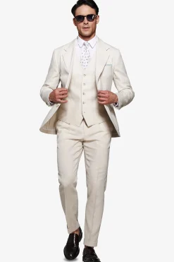 Sand linen blend Herringbone blazer