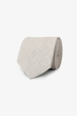 Sand linen blend tie
