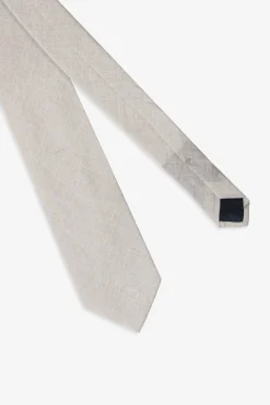 Sand linen blend tie