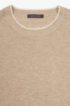 Sand melange effect crewneck jumper