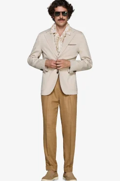 Sand stretch textured blazer