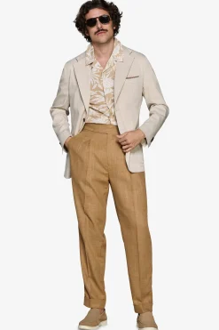 Sand stretch textured blazer