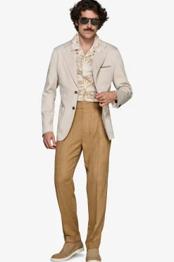 Sand stretch textured blazer