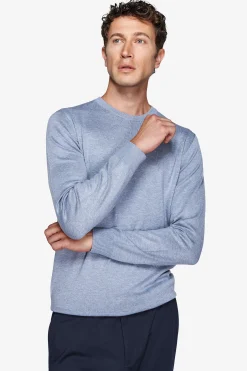 Sky-blue basic crew-neck jumper
