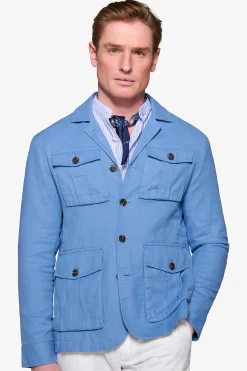 Sky linen blend Saharan jacket