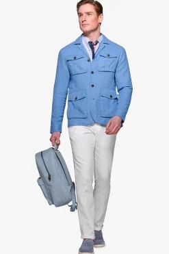 Sky linen blend Saharan jacket