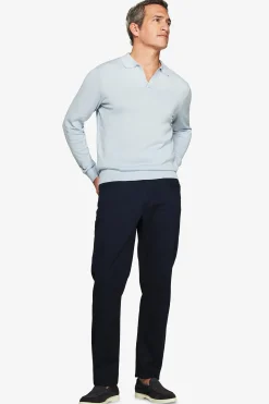 Sky open collar knit polo shirt