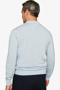Sky open collar knit polo shirt