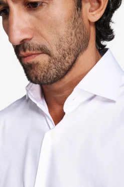 Slim-fit plain white twill shirt