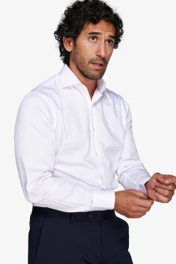 Slim-fit plain white twill shirt