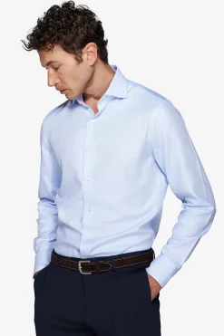 Slim-fit sky blue textured ‘la Picoco’ shirt