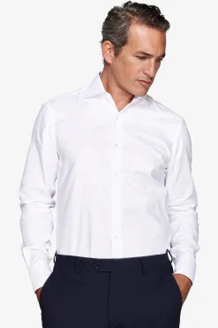 Slim-fit white Oxford shirt