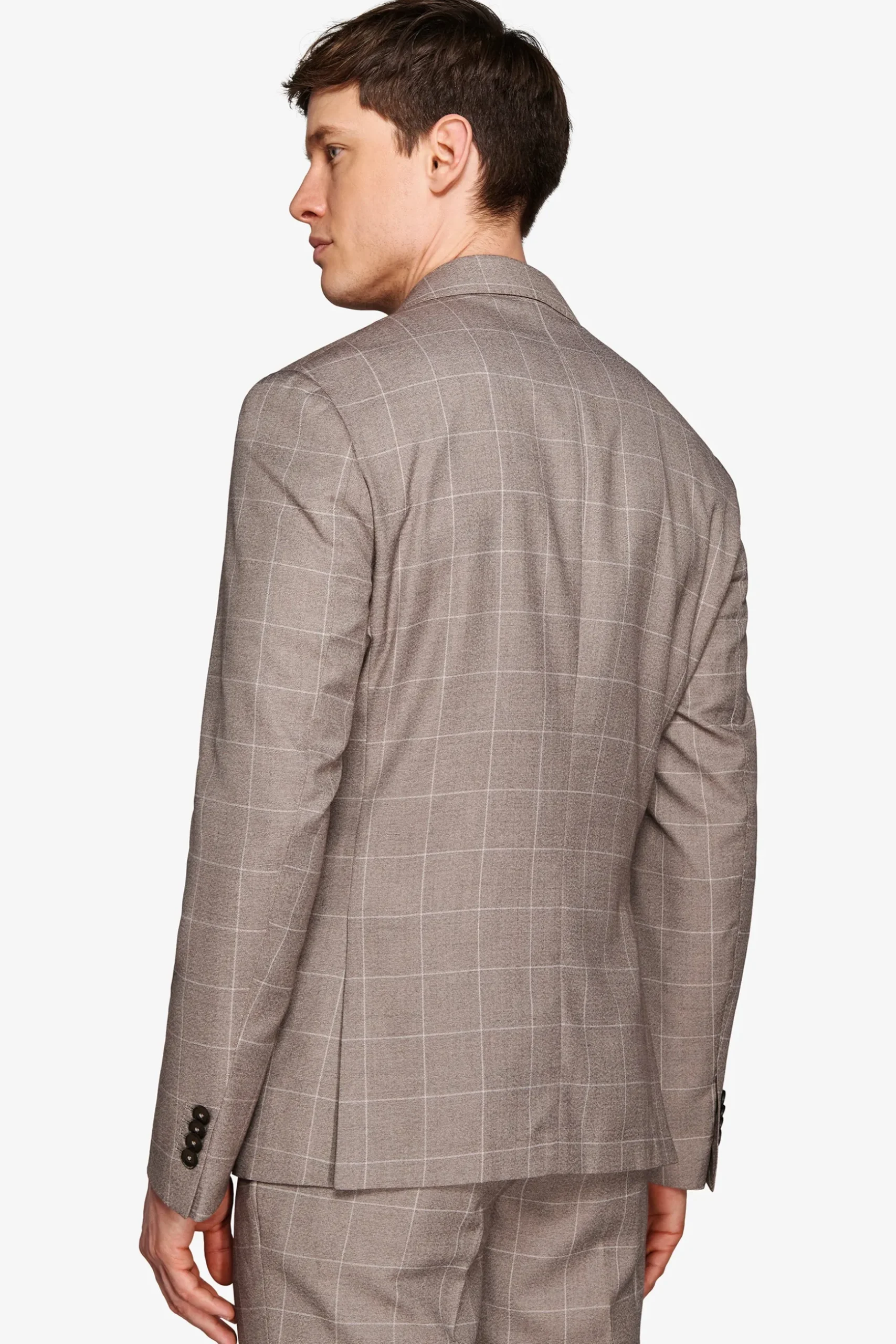 Taupe check suit blazer