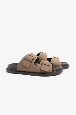 Taupe ecosuede sandals