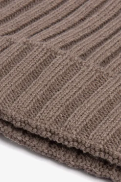 Taupe English rib beanie