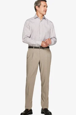 Taupe fine stripes shirt