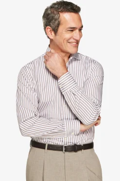 Taupe fine stripes shirt