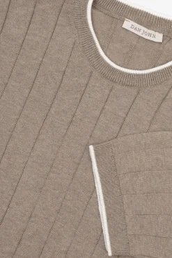 Taupe flat rib knit t-shirt