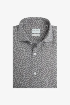 Taupe floral print slim shirt