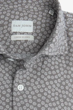 Taupe floral print slim shirt