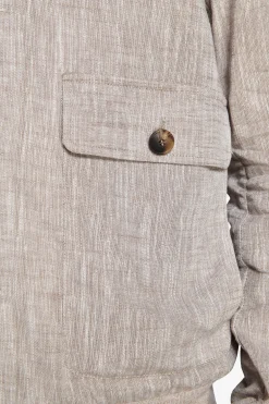 Taupe linen blend bomber jacket