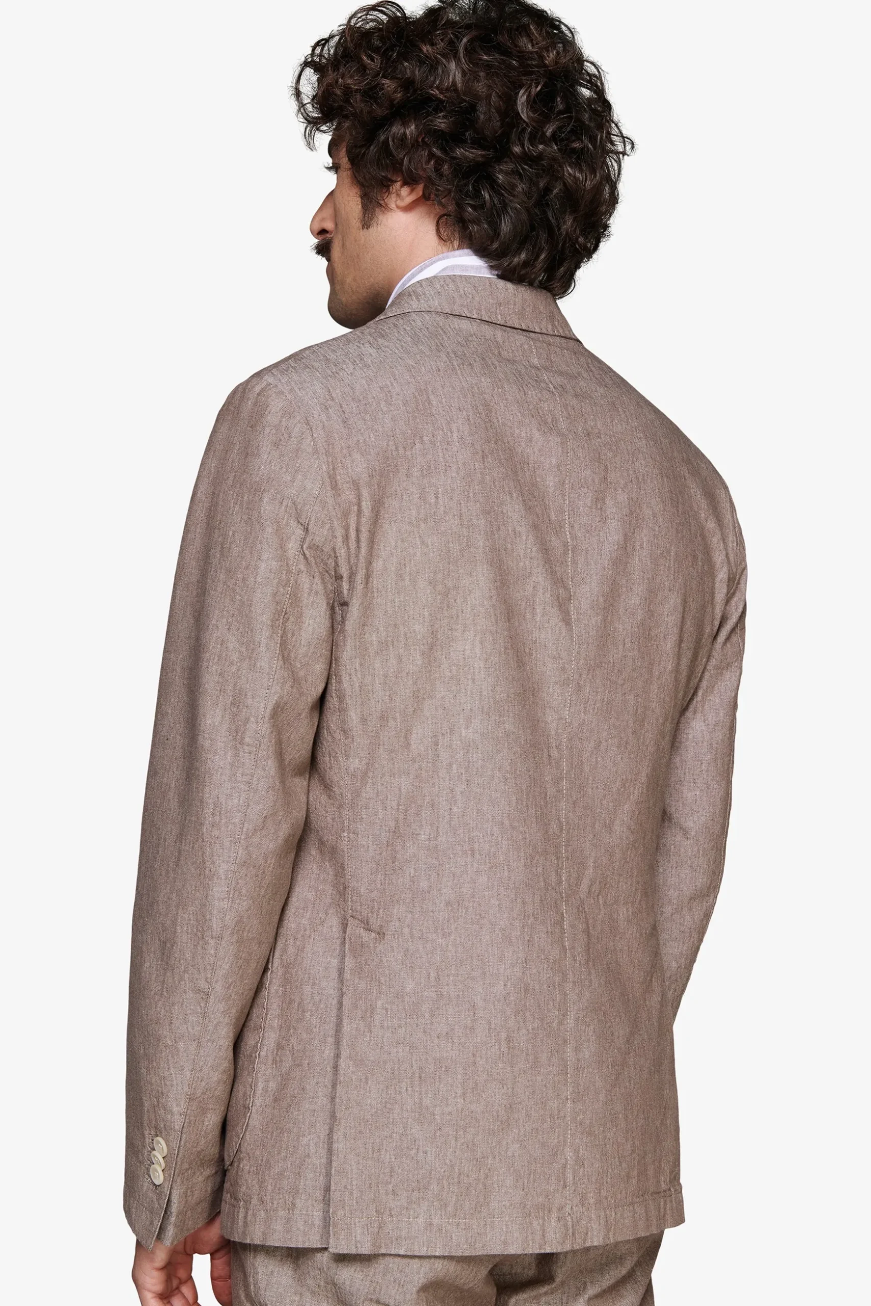 Taupe linen blend slub blazer