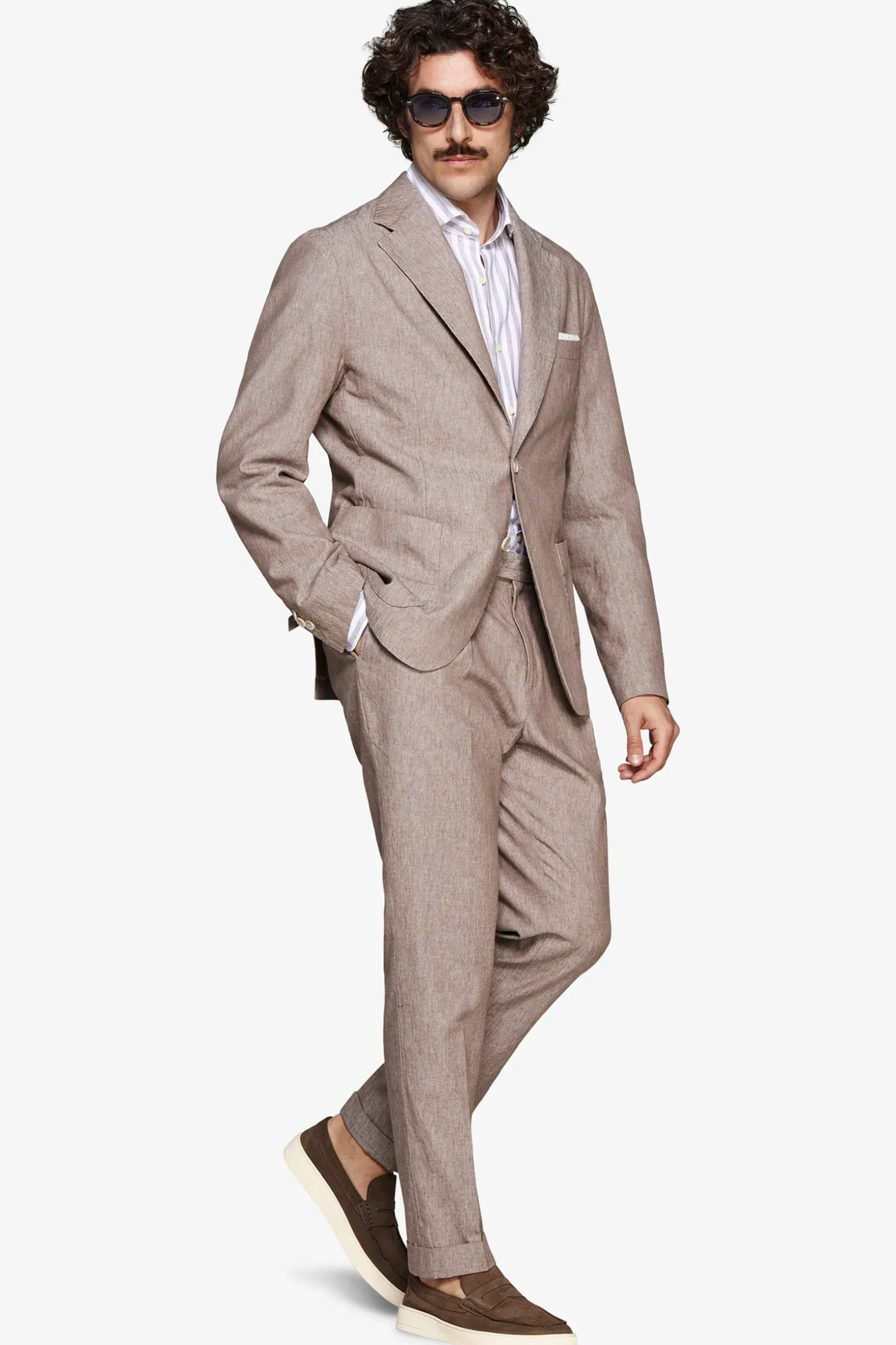Taupe linen blend slub blazer