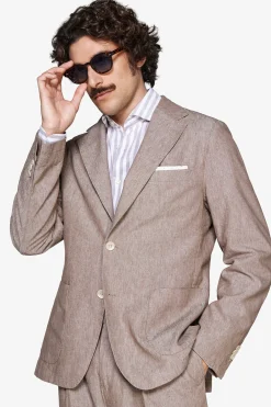 Taupe linen blend slub blazer