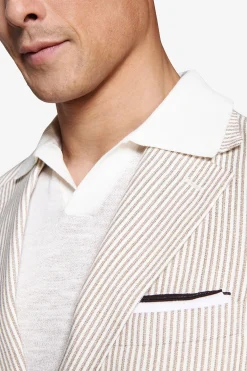 Taupe linen blend striped blazer