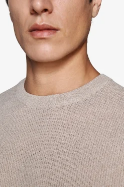 Taupe linen blend woven sweater