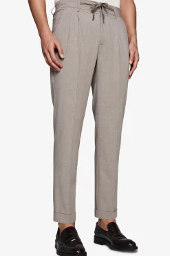 Taupe melange canvas drawstring pants