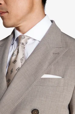 Taupe melange double-breasted canvas blazer
