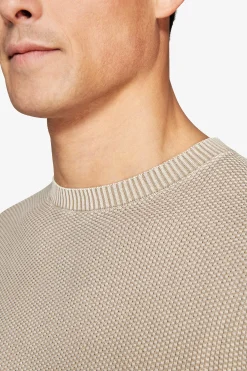 Taupe rice stitch crewneck sweater