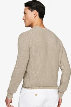 Taupe rice stitch crewneck sweater