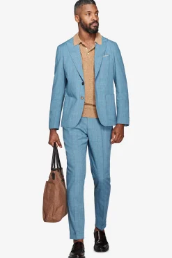Teal pinstripe suit blazer